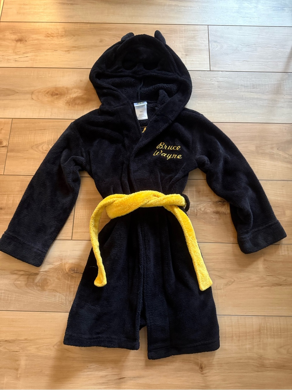 Batman Black Hooded Kids Robe with Yellow Belt